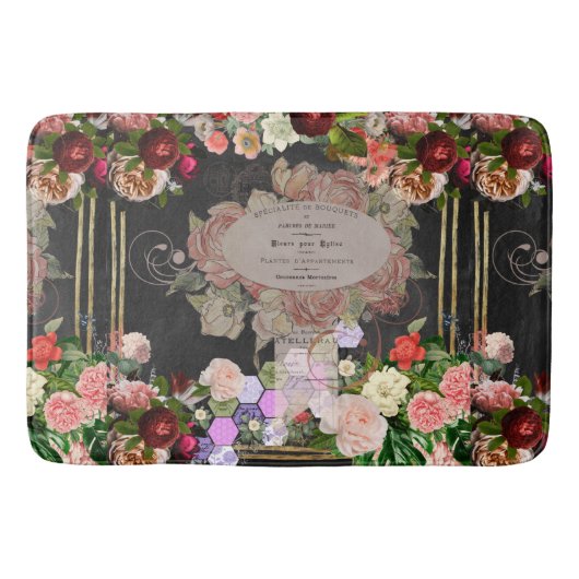 Shabby chic collage, Frans chic, rustiek land Badmat (Voorkant)