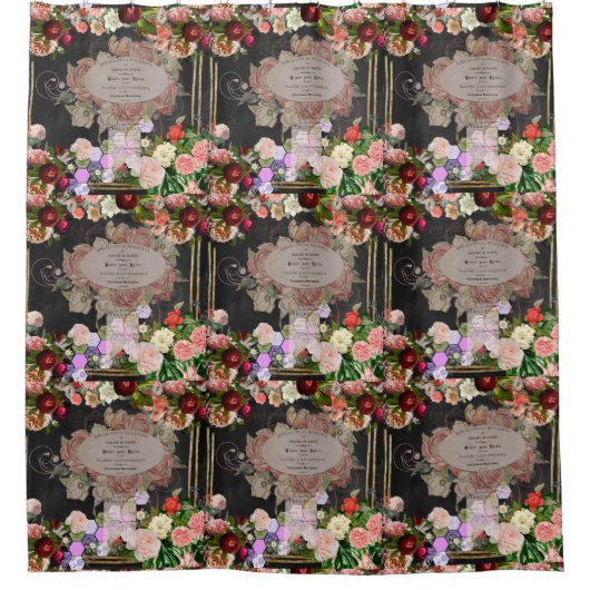 Shabby chic collage, French chic, country rustic,f Douchegordijn (Voorkant)