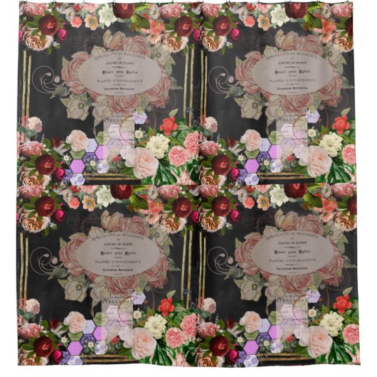 Shabby chic collage, French chic, country rustic,f Douchegordijn (Voorkant)