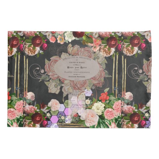 Shabby chic collage, French chic, country rustic,f Kussensloop (Achterkant)