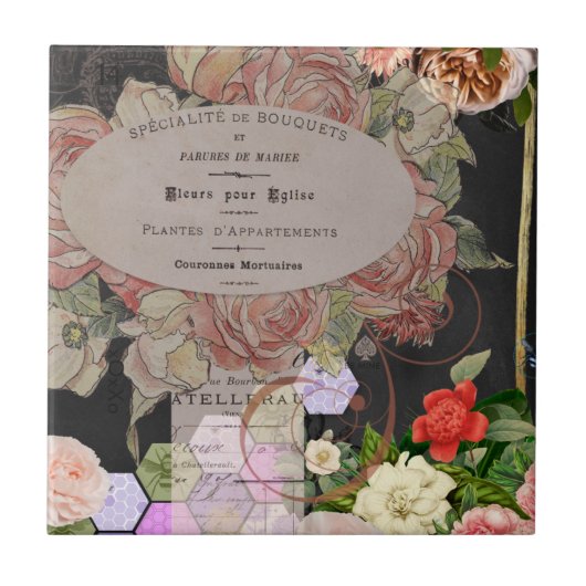 Shabby chic collage, French chic, country rustic,f Tegeltje (Voorkant)