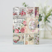 Shabby chic collage, land Victoriaans, ontkoppelin Bedankkaart (Staand voorkant)