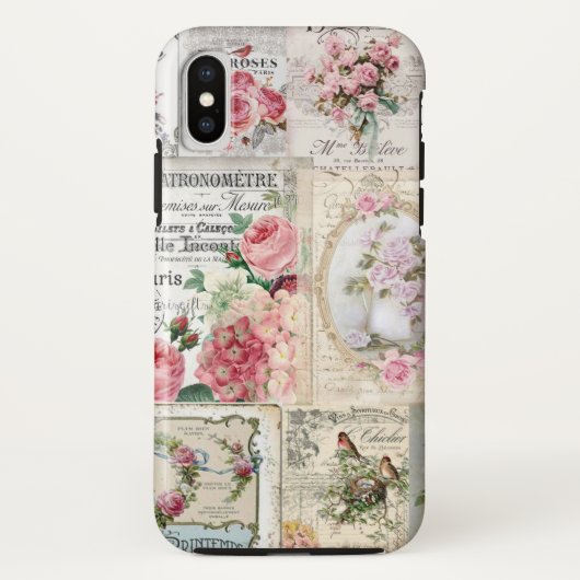 Shabby chic collage, land Victoriaans, ontkoppelin Case-Mate iPhone Case (Achterkant)