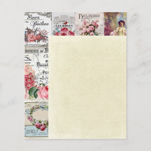 Shabby chic collage, land Victoriaans, ontkoppelin Flyer (Achterkant)