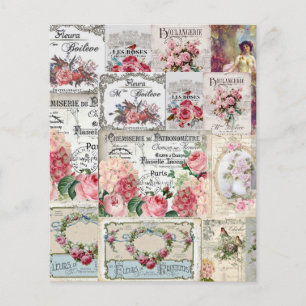 Shabby chic collage, land Victoriaans, ontkoppelin Flyer