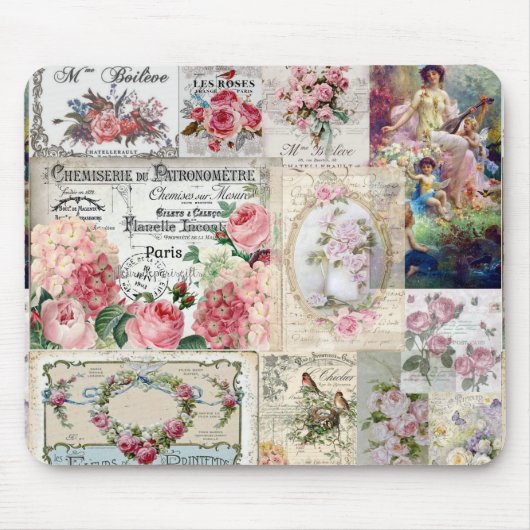 Shabby chic collage, land Victoriaans, ontkoppelin Muismat (Voorkant)
