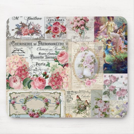 Shabby chic collage, land Victoriaans, ontkoppelin Muismat (Voorkant)