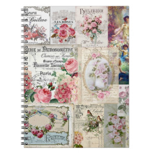 Shabby chic collage, land Victoriaans, ontkoppelin Notitieboek