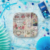Shabby chic collage, land Victoriaans, ontkoppelin Papieren Bordje (Feest)