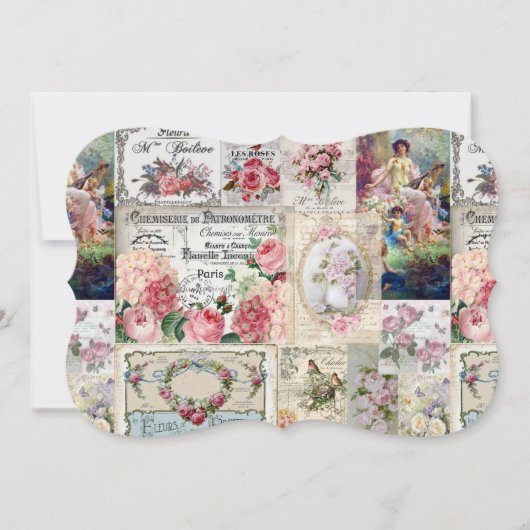 Shabby chic collage, land Victoriaans, ontkoppelin Save The Date (Voorkant)