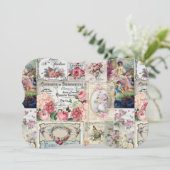 Shabby chic collage, land Victoriaans, ontkoppelin Save The Date (Staand voorkant)
