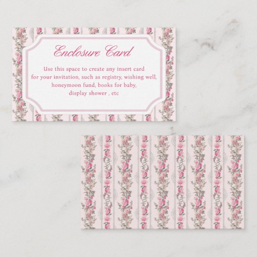 Shabby Chic  Coquette Pink Bow Party Informatiekaartje (Voorkant / Achterkant)
