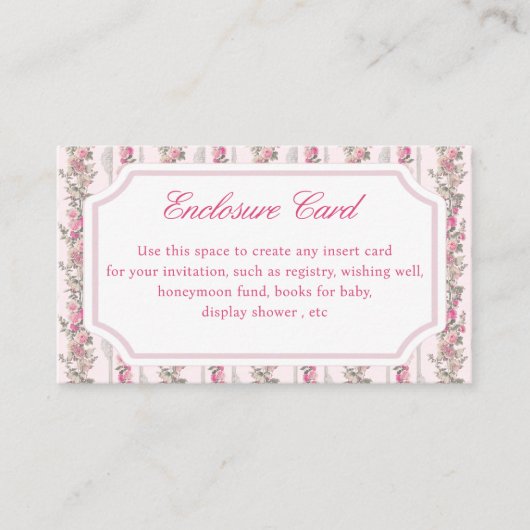 Shabby Chic  Coquette Pink Bow Party Informatiekaartje (Voorkant)
