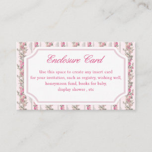 Shabby Chic  Coquette Pink Bow Party Informatiekaartje