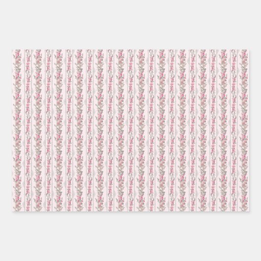 Shabby Chic Coquette Roze  Bloemen Inpakpapier Vel (Voorkant)