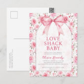 Shabby Chic Coquette Roze Liefde Shack Baby shower Briefkaart (Voorkant / Achterkant)