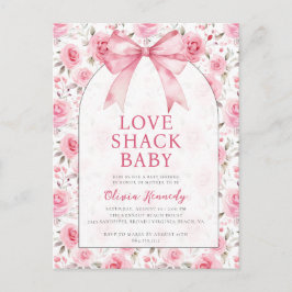 Shabby Chic Coquette Roze Liefde Shack Baby shower Briefkaart