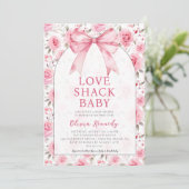 Shabby Chic Coquette Roze Liefde Shack Baby shower Kaart (Staand voorkant)