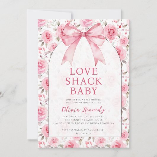Shabby Chic Coquette Roze Liefde Shack Baby shower Kaart (Voorkant)
