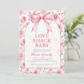 Shabby Chic Coquette Roze Liefde Shack Baby shower Kaart (Staand voorkant)