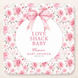 Shabby Chic Coquette Roze Liefde Shack Baby shower Kartonnen Onderzetters