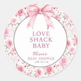 Shabby Chic Coquette Roze Liefde Shack Baby shower Ronde Sticker
