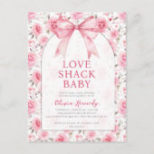 Shabby Chic Coquette Roze Liefde Shack Baby shower Uitnodiging Briefkaart (Voorkant)