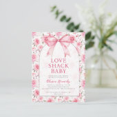 Shabby Chic Coquette Roze Liefde Shack Baby shower Uitnodiging Briefkaart (Staand voorkant)