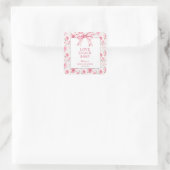 Shabby Chic Coquette Roze Liefde Shack Baby shower Vierkante Sticker (Tas)