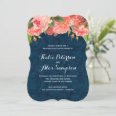 Shabby Chic Coral and Navy Reception only Invite Kaart (Staand voorkant)