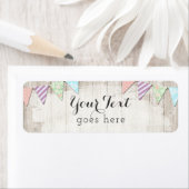 Shabby Chic Country Bunting on Rustic Painted Wood Etiket (Insitu)