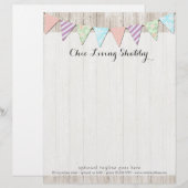 Shabby Chic Country Bunting on Rustic Painted Wood Gepersonaliseerd Briefhoofd (Voorkant / Achterkant)