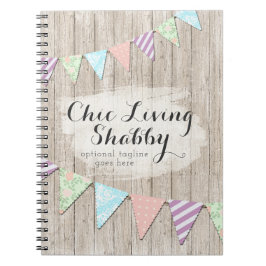 Shabby Chic Country Bunting on Rustic Painted Wood Notitieboek