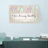 Shabby Chic Country Bunting on Rustic Painted Wood Spandoek (Beurs)