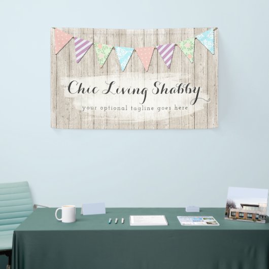 Shabby Chic Country Bunting on Rustic Painted Wood Spandoek (Beurs)