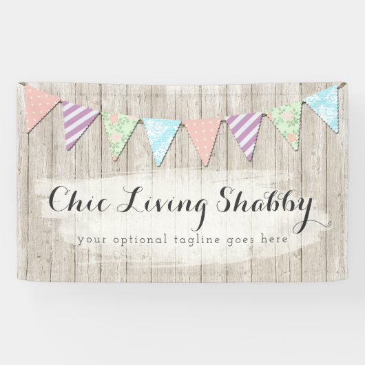 Shabby Chic Country Bunting on Rustic Painted Wood Spandoek (Horizontaal)
