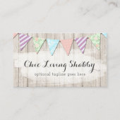 Shabby Chic Country Bunting on Rustic Painted Wood Visitekaartje (Voorkant)