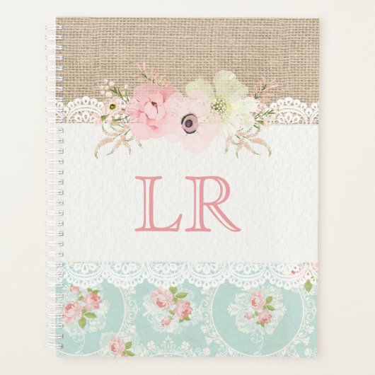 Shabby Chic Country Farmhouse Rustic Flora Planner (Voorkant)