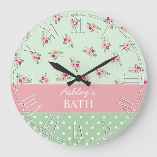 Shabby Chic Country Floral Grote Klok (Voorkant)