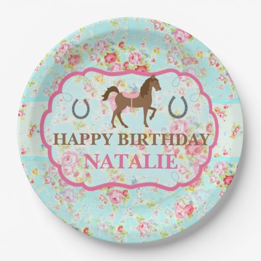 Shabby Chic Cowgirl Floral Pony Paper Bord (Voorkant)