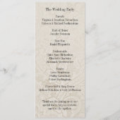 Shabby Chic Cream Damask en Gele Bloemen Bruiloft Programmakaart (Achterkant)