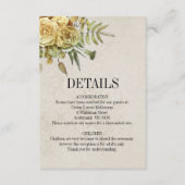 Shabby Chic Cream en Gouden Rozen Trouwdetails Informatiekaartje (Voorkant)
