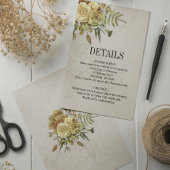 Shabby Chic Cream en Gouden Rozen Trouwdetails Informatiekaartje