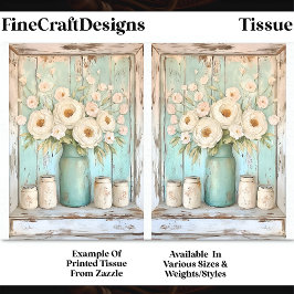 Shabby Chic Cream Pioenen, Aqua Jug DV5B Decoupage Tissuepapier