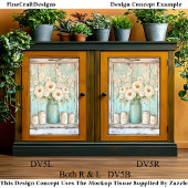 Shabby Chic Cream Pioenen, Aqua Jug DV5B Decoupage Tissuepapier