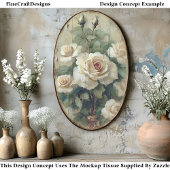 Shabby Chic Cream & White Roses CW3 Decoupage Tissuepapier