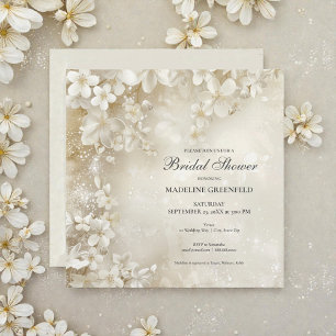 Shabby Chic Crème Bloemen Bruidsfeest Kaart