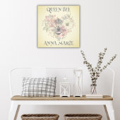 Shabby Chic Crown Bee Personalized Canvas Print
