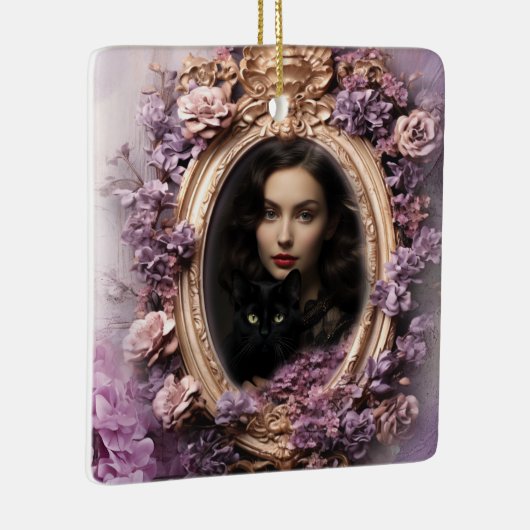 Shabby Chic Custom Familie Foto Kerstmis Keramisch Ornament (Rechts)