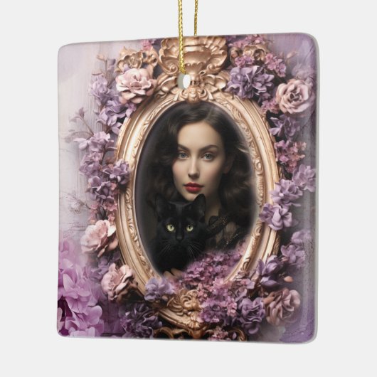 Shabby Chic Custom Familie Foto Kerstmis Keramisch Ornament (Links)